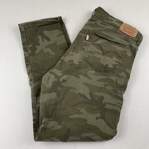 Levis 711 Pants Skinny Ankle Women’s 31 Camo Stretch Mid Rise Green